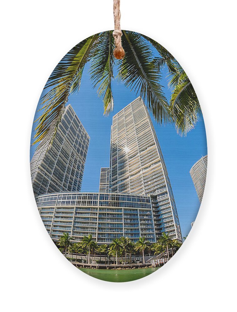Architecture Ornament featuring the photograph Downtown Miami Brickell Fisheye #4 by Raul Rodriguez