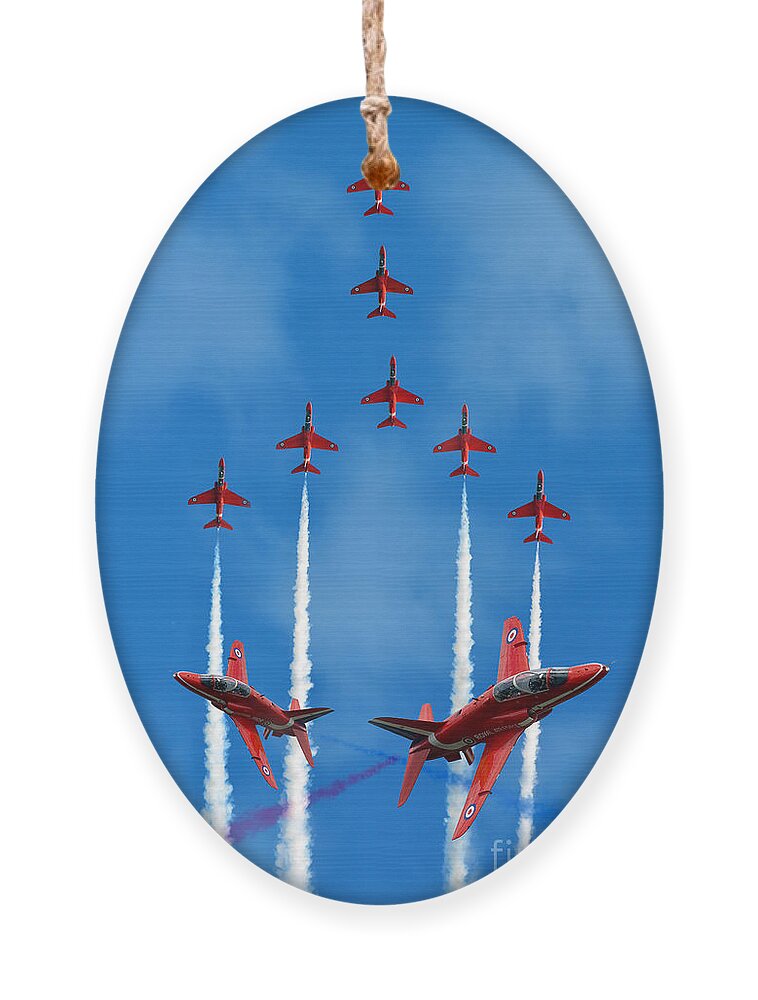 The Red Arrows Ornament featuring the digital art The Red Arrows by Airpower Art