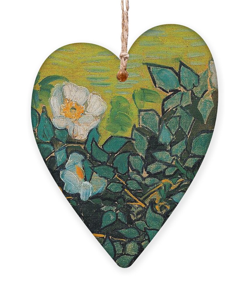 Vincent Van Gogh Ornament featuring the painting Wild Roses by Vincent Van Gogh