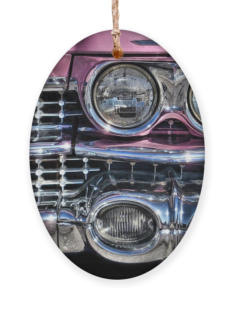 Victor Montgomery Ornament featuring the photograph 59 Caddy Lights by Vic Montgomery