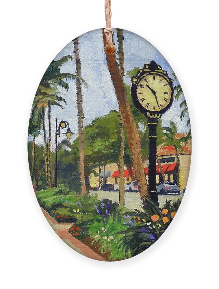 Christine Hopkins Ornament featuring the painting 5th Avenue Naples Florida by Christine Hopkins