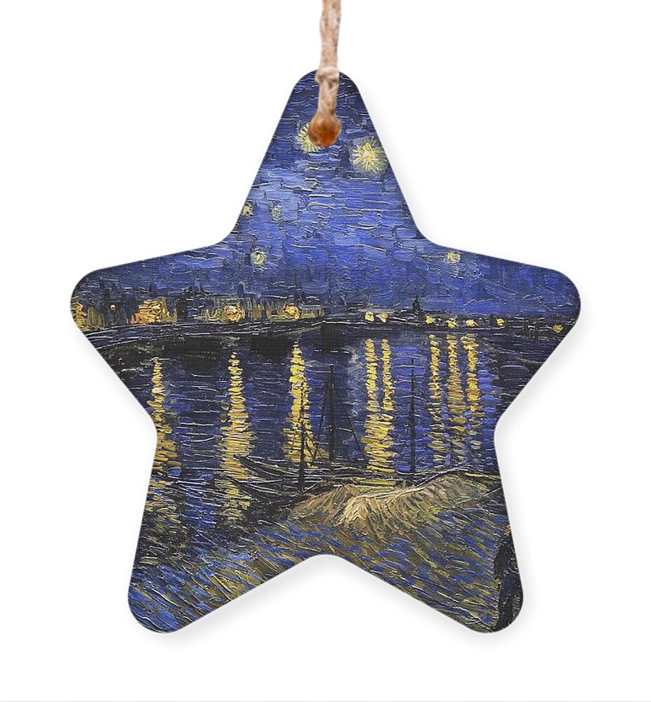 Vincent Van Gogh Ornament featuring the painting Starry Night Over The Rhone by Vincent Van Gogh