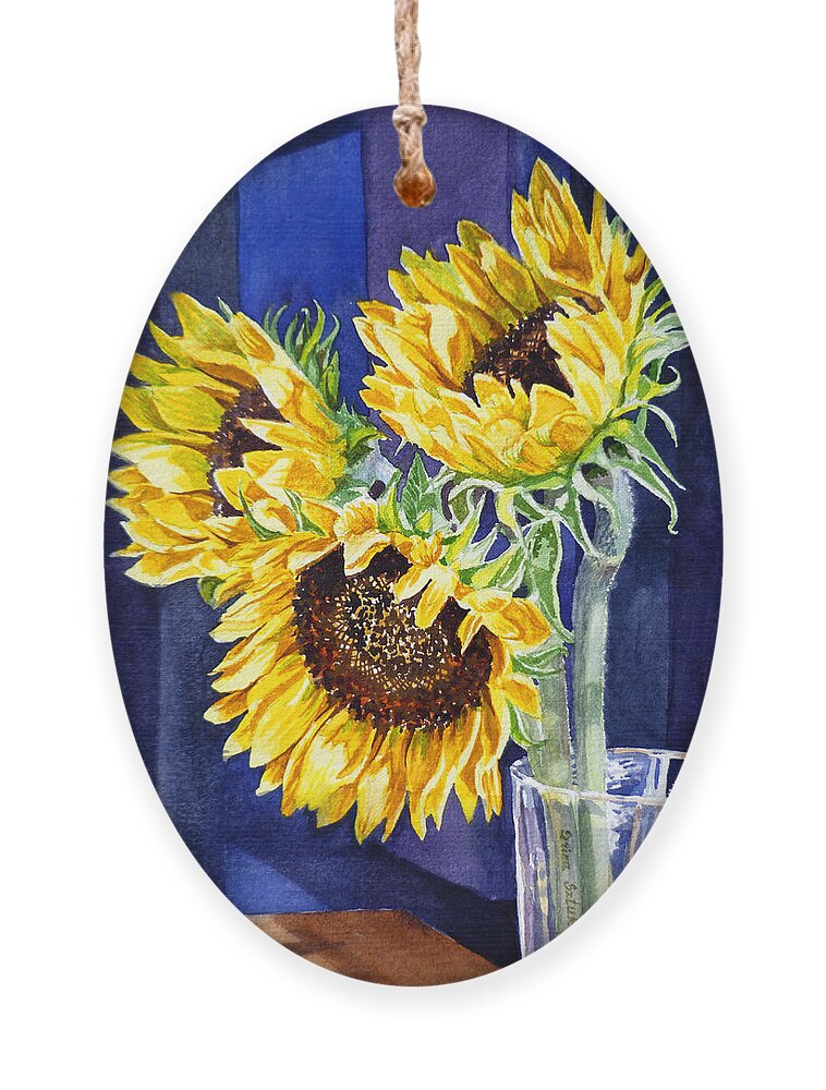 Sunflowers Ornament featuring the painting Sunflowers by Irina Sztukowski