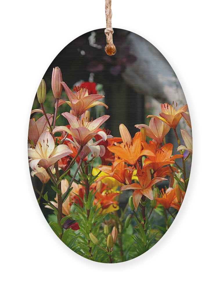 Lillies Ornament featuring the photograph A Garden of Lillys for Susan by Kathy Paynter