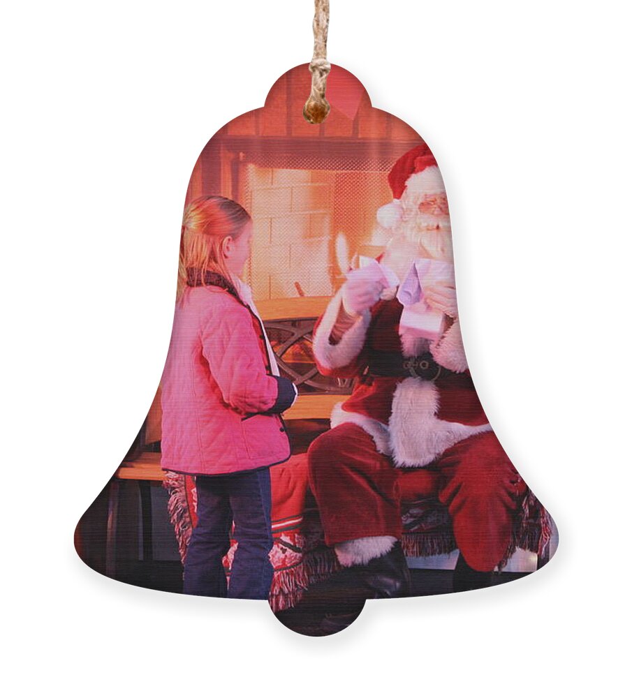 Santa Ornament featuring the photograph A visit with Santa by Lisa Billingsley