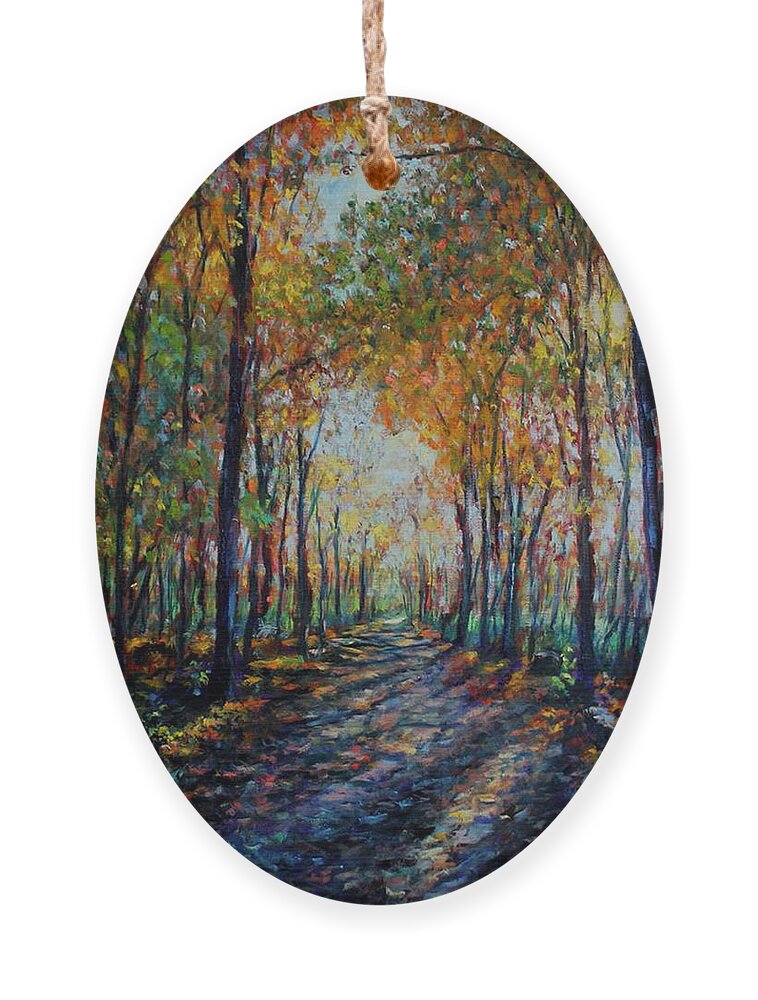 Autumn Ornament featuring the painting A walk in Autumn by Daniel W Green