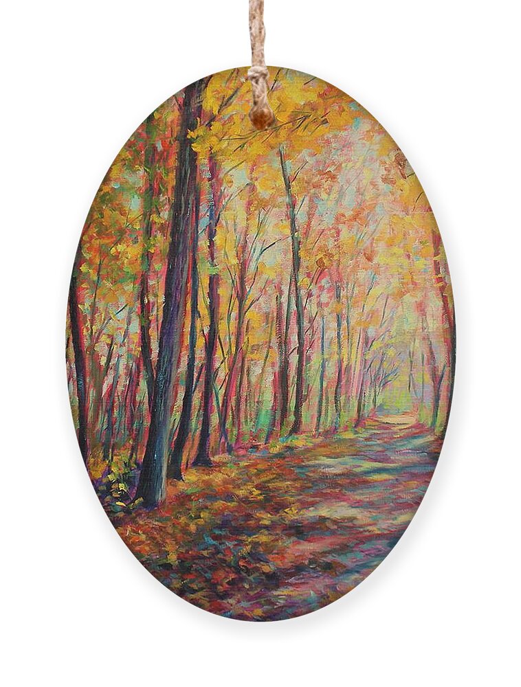 Fall Ornament featuring the painting A warm autumn day by Daniel W Green