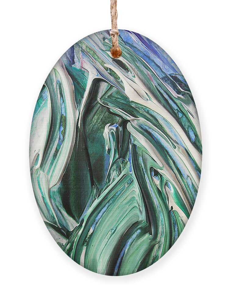Sky Ornament featuring the painting Abstract Floral Sky Through The Leaves by Irina Sztukowski