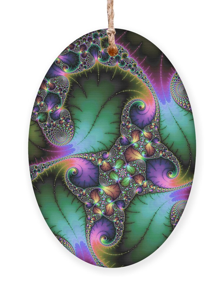 Fractal Ornament featuring the digital art Abstract fractal art with jewel colors by Matthias Hauser