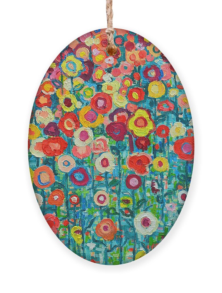 Abstract Ornament featuring the painting Abstract Garden Of Happiness by Ana Maria Edulescu