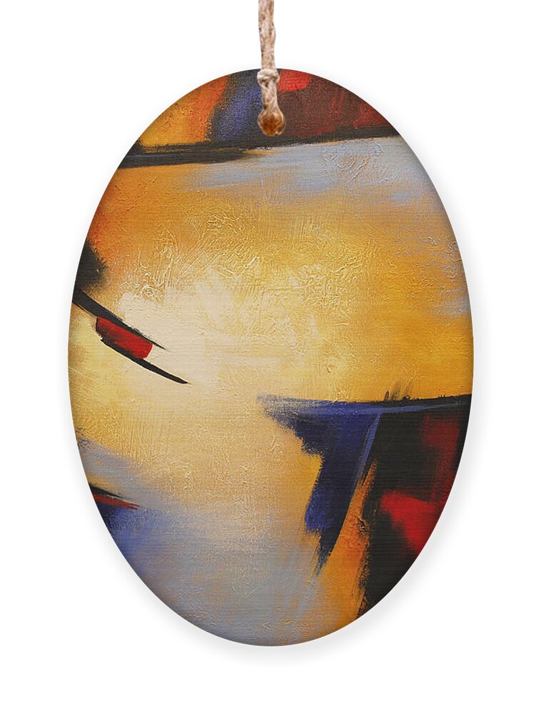 Abstract Ornament featuring the painting Abstract Red Blue Yellow by Glenn Pollard