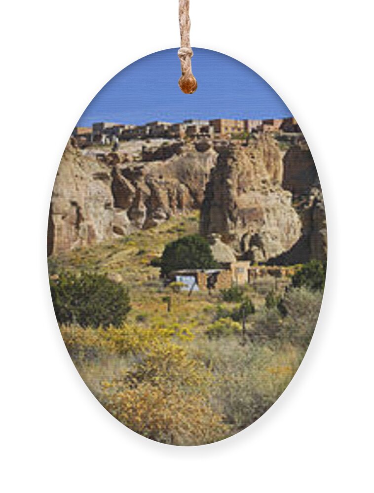 Acoma Pueblo Ornament featuring the photograph Acoma Pueblo Sky City Panoramic by Mike McGlothlen
