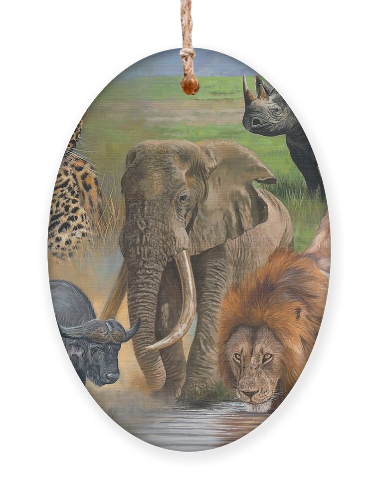 Africa Ornament featuring the painting Africa's Big Five by David Stribbling