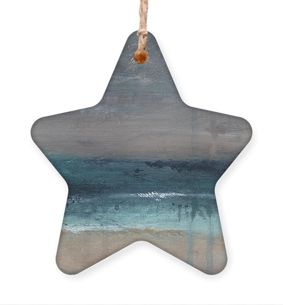 Abstract Landscape Ornament featuring the painting After The Storm- Abstract Beach Landscape by Linda Woods