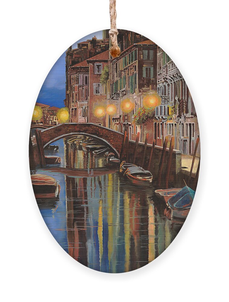 Venice Ornament featuring the painting alba a Venezia by Guido Borelli