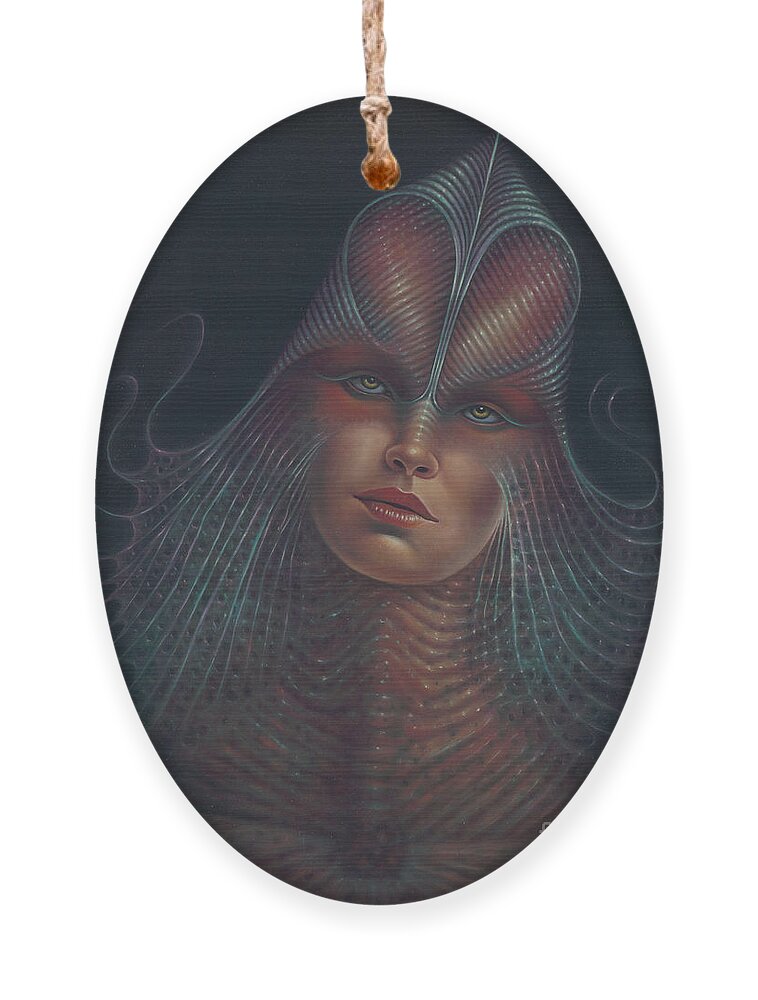 Sci-fi Ornament featuring the painting Alien Portrait Il by Ricardo Chavez-Mendez