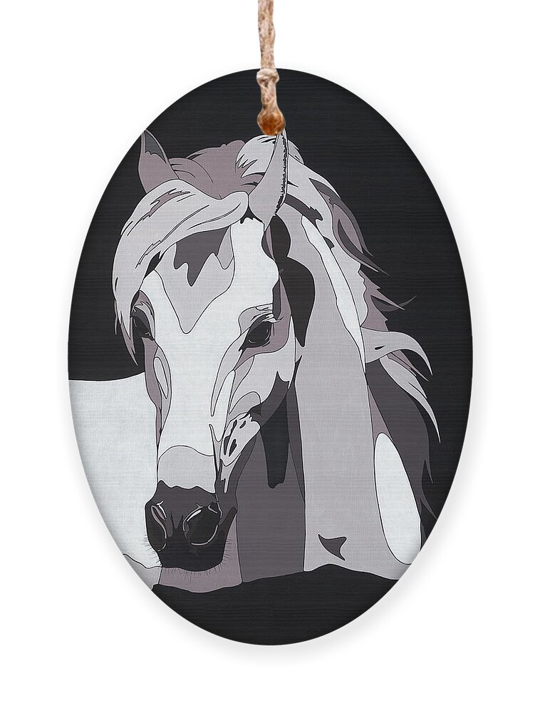 Abstract Horse Ornament featuring the painting Arabian Horse with hidden picture by Konni Jensen