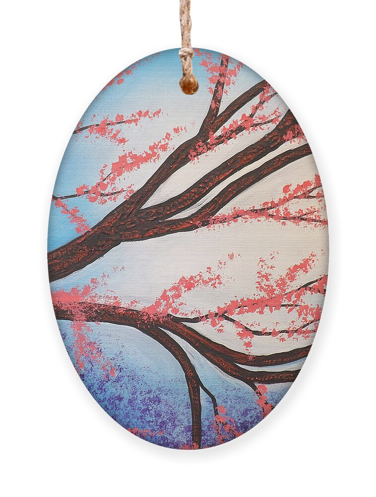 Asian Bloom Triptych Ornament featuring the painting Asian Bloom Triptych 2 by Darren Robinson