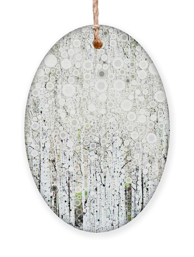 Aspen Ornament featuring the digital art Aspens in the Spring by Linda Bailey