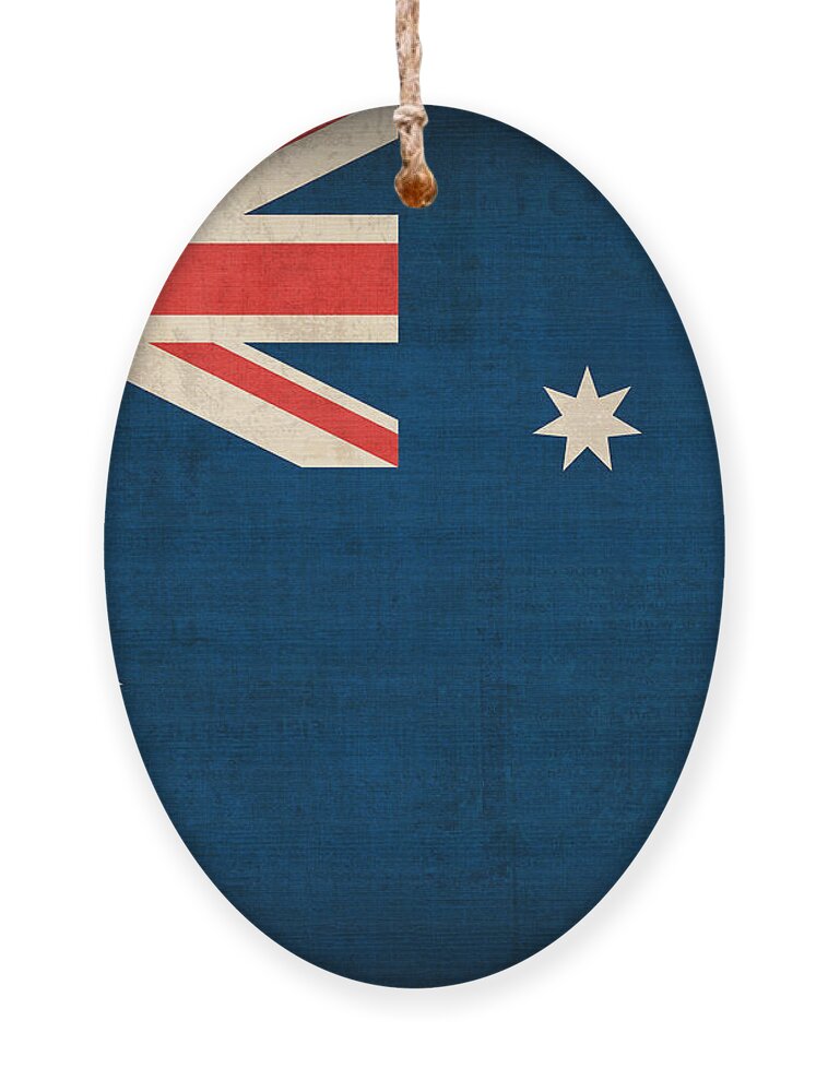 Australia Flag Vintage Distressed Finish Outback Australian Sydney Brisbane Pacific Continent Country Nation Australian Ornament featuring the mixed media Australia Flag Vintage Distressed Finish by Design Turnpike