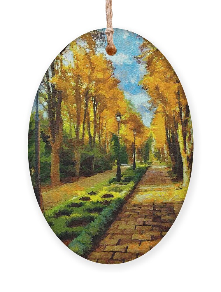 Fall Ornament featuring the painting Autumn in Public Gardens by Jeffrey Kolker