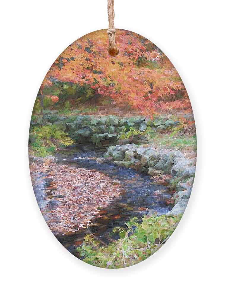 Stream Ornament featuring the digital art Autumn Stream by Jayne Carney