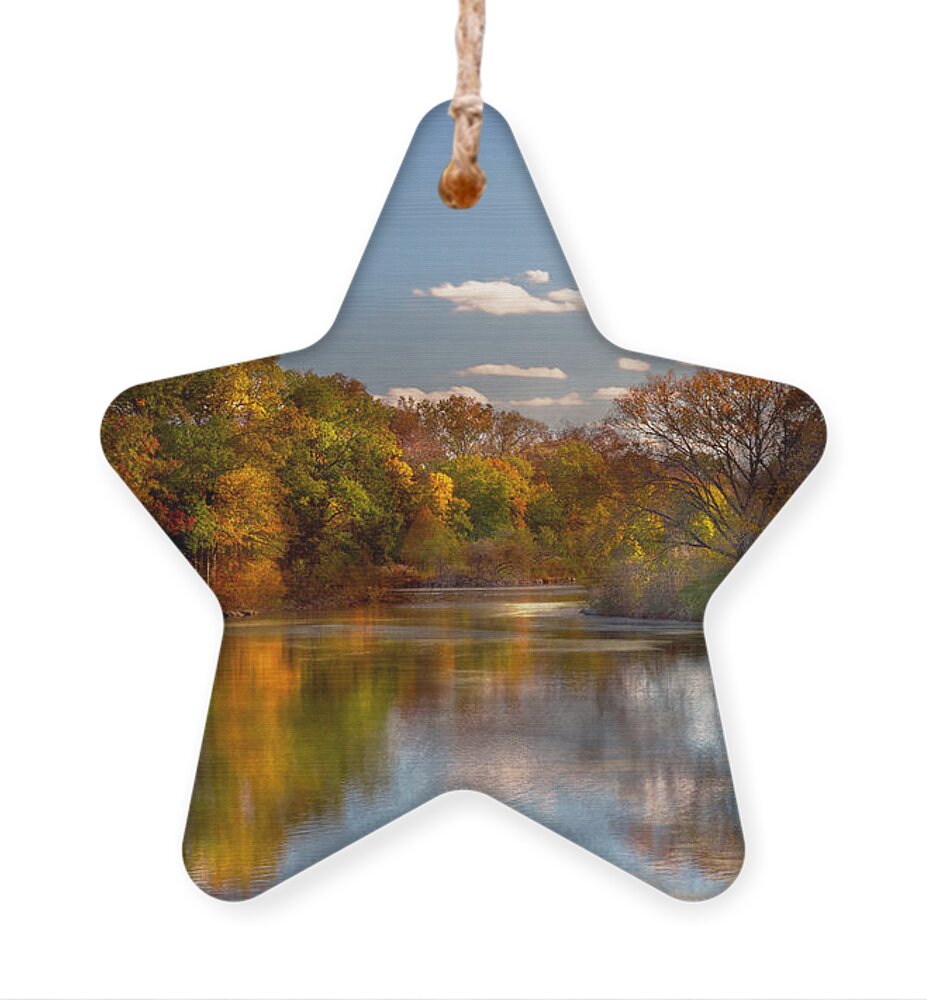 Hillsbororugh Ornament featuring the photograph Autumn - Hillsborough NJ - Painted by nature by Mike Savad