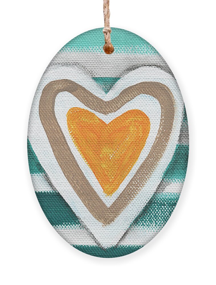 Hearts Ornament featuring the painting Beach Glass Hearts by Linda Woods
