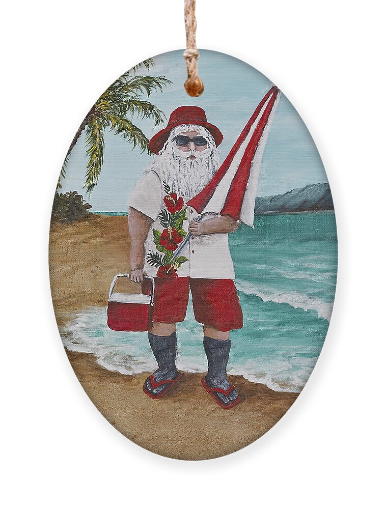 Christmas Ornament featuring the painting Beachen Santa by Darice Machel McGuire