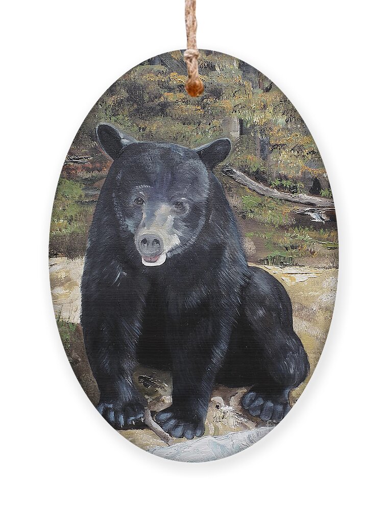 Black Bear Ornament featuring the painting Bear - Wildlife Art - Ursus americanus by Jan Dappen
