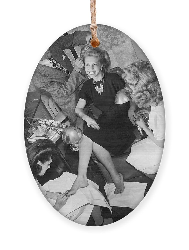 1940's Ornament featuring the photograph Beauty Salon Glamorizing by Underwood Archives