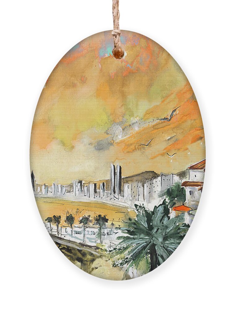 Travel Ornament featuring the painting Benidorm Old Town by Miki De Goodaboom