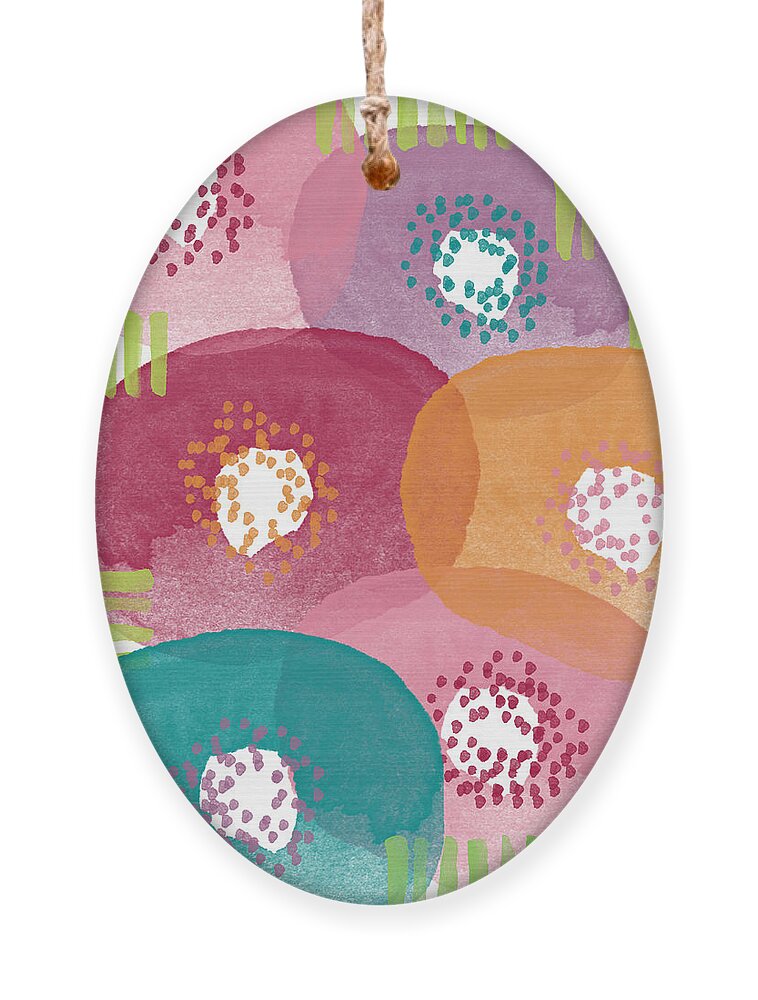 Flowers Ornament featuring the painting Big Garden Blooms- abstract florwer art by Linda Woods