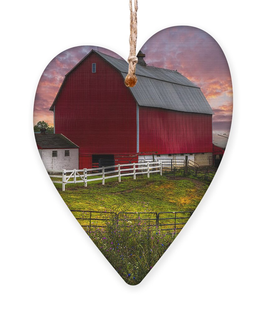 Appalachia Ornament featuring the photograph Big Red at Sunset by Debra and Dave Vanderlaan