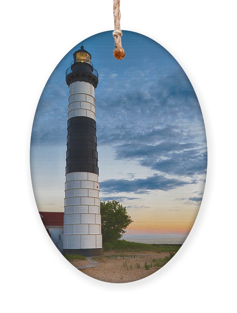Dusk Ornament featuring the photograph Big Sable Point Lighthouse Sunset by Sebastian Musial
