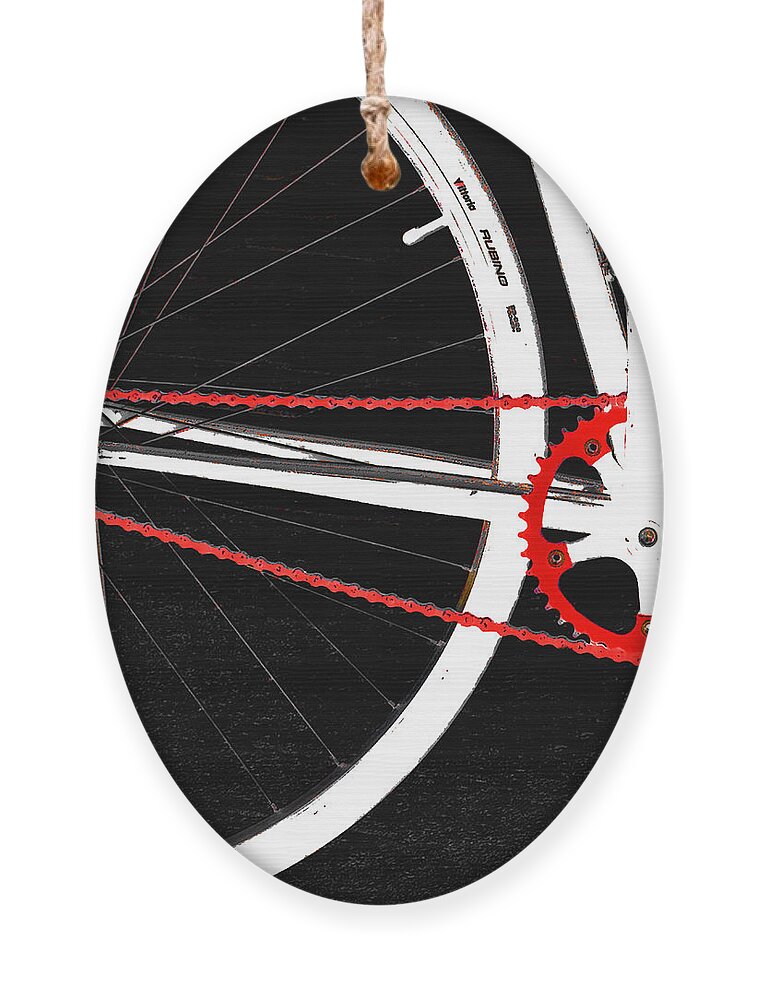 Bicycle Ornament featuring the photograph Bike In Black White And Red No 2 by Ben and Raisa Gertsberg