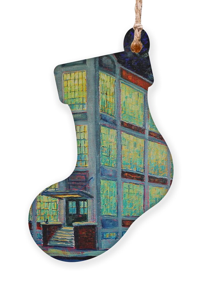 Sheboygan Ornament featuring the painting Black Cat Textile Company by Daniel W Green