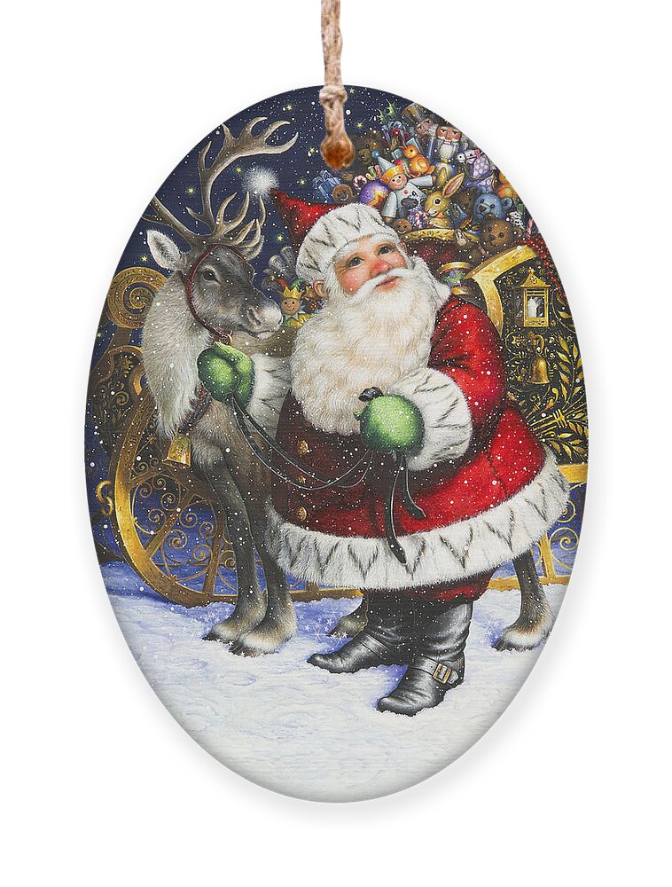 Santa Claus Ornament featuring the painting Blitzen by Lynn Bywaters