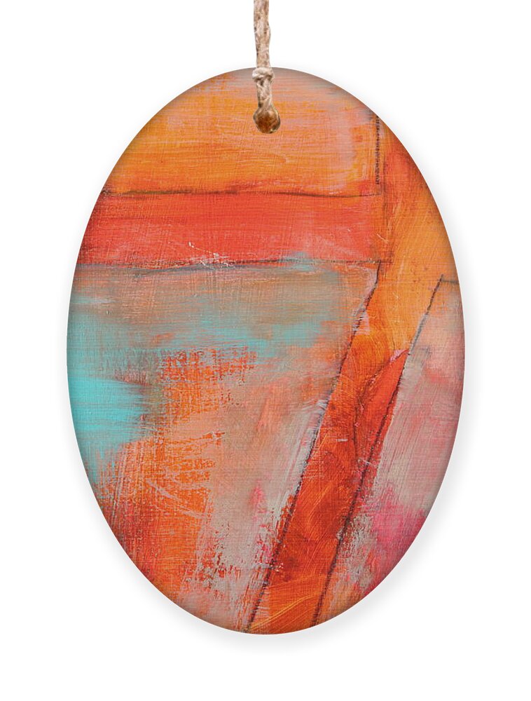 Blue Ornament featuring the painting Blue and Orange by Nancy Merkle