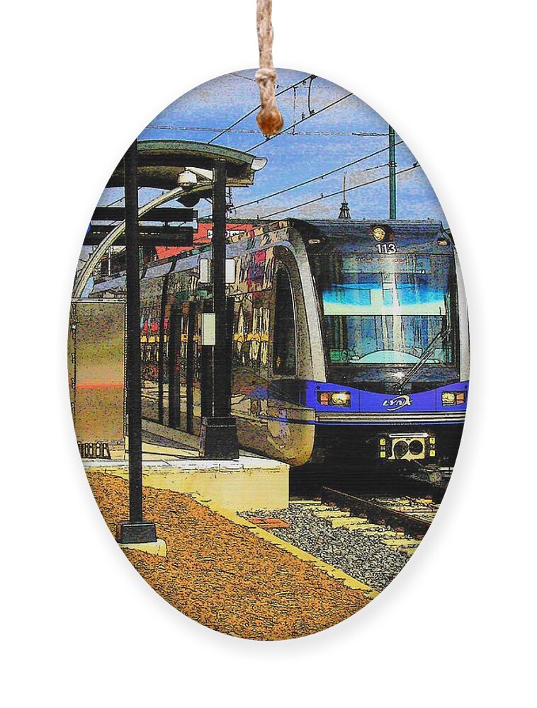 Light Rail Ornament featuring the photograph Blue Line by Rodney Lee Williams