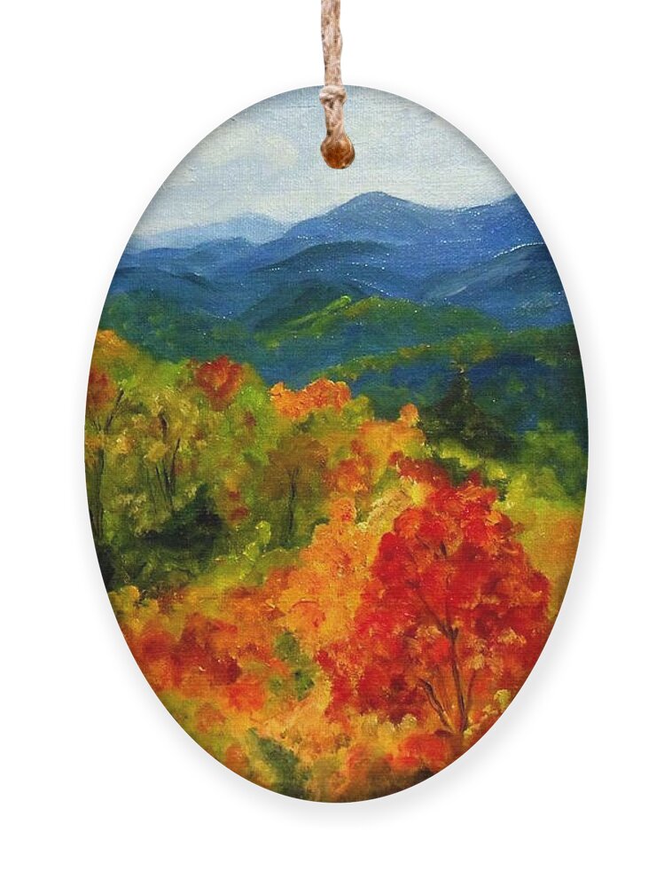 Fall Ornament featuring the painting Blue Ridge Mountains In Fall by Julie Brugh Riffey