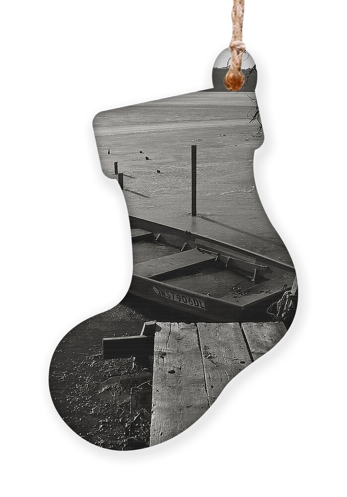 Wingra Ornament featuring the photograph Boat in Ice - Lake Wingra - Madison - WI by Steven Ralser