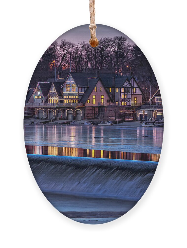 Boat House Row Ornament featuring the photograph Boathouse Row by Susan Candelario