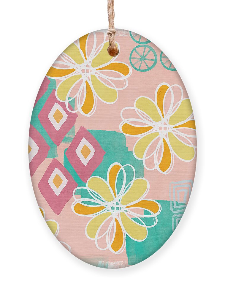 Pink Ornament featuring the painting Boho Floral Garden by Linda Woods