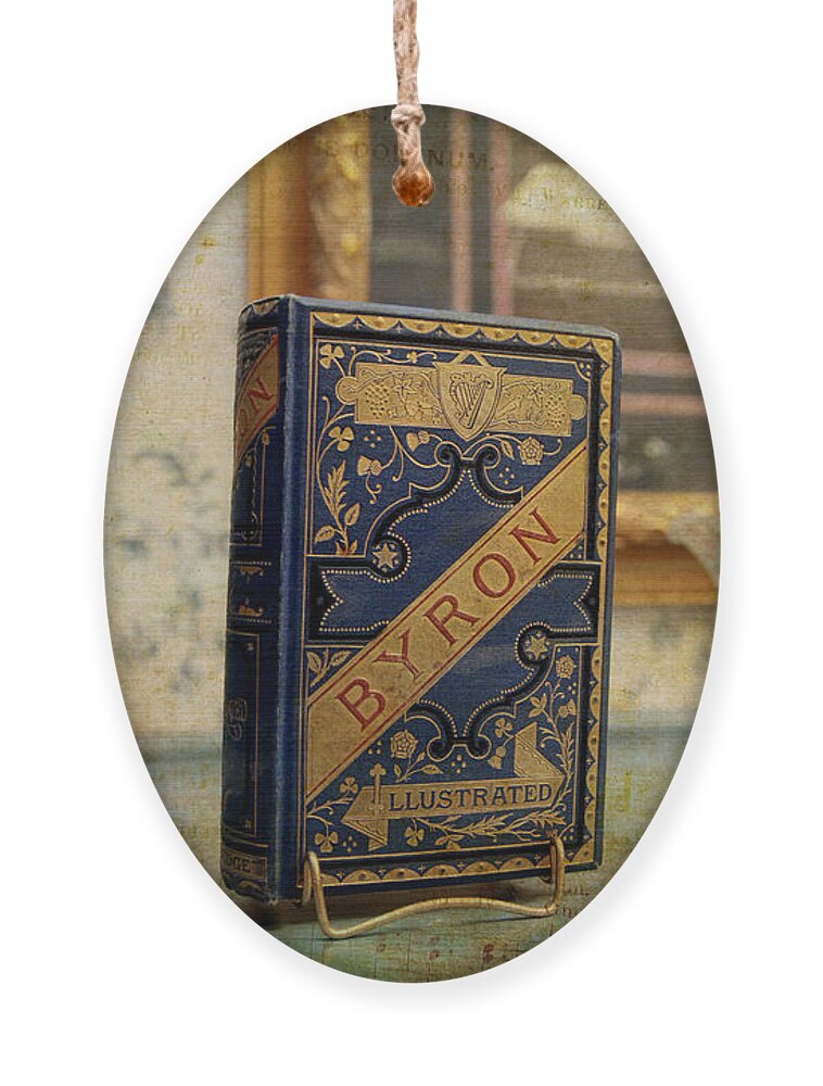Book Ornament featuring the photograph Book of Lord Byron's writings by Toni Hopper