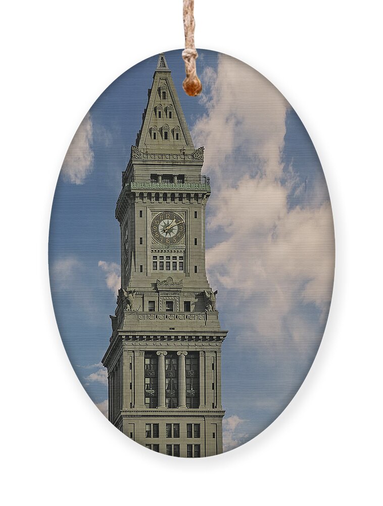 Boston Custom House Ornament featuring the photograph Boston Custom House Clock Tower by Susan Candelario