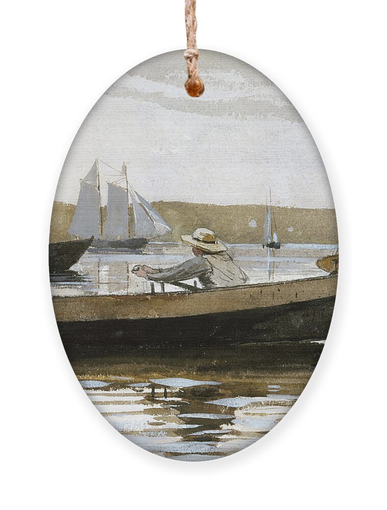 Winslow Homer Ornament featuring the drawing Boys in a Dory by Winslow Homer