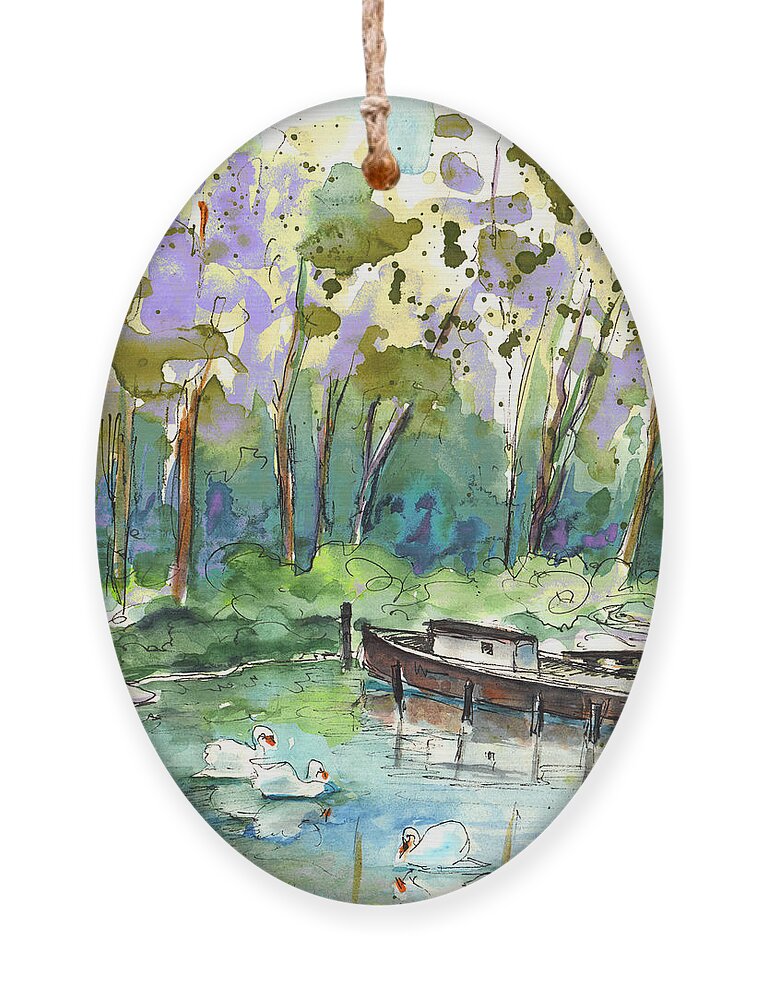Travel Ornament featuring the painting Bray sur Seine 01 by Miki De Goodaboom
