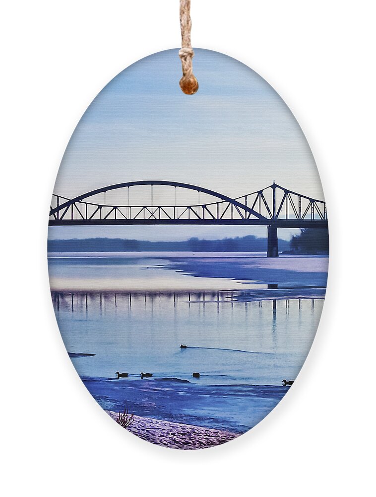 Cantilever Bridge Ornament featuring the photograph Bridges over the Mississippi by Christi Kraft
