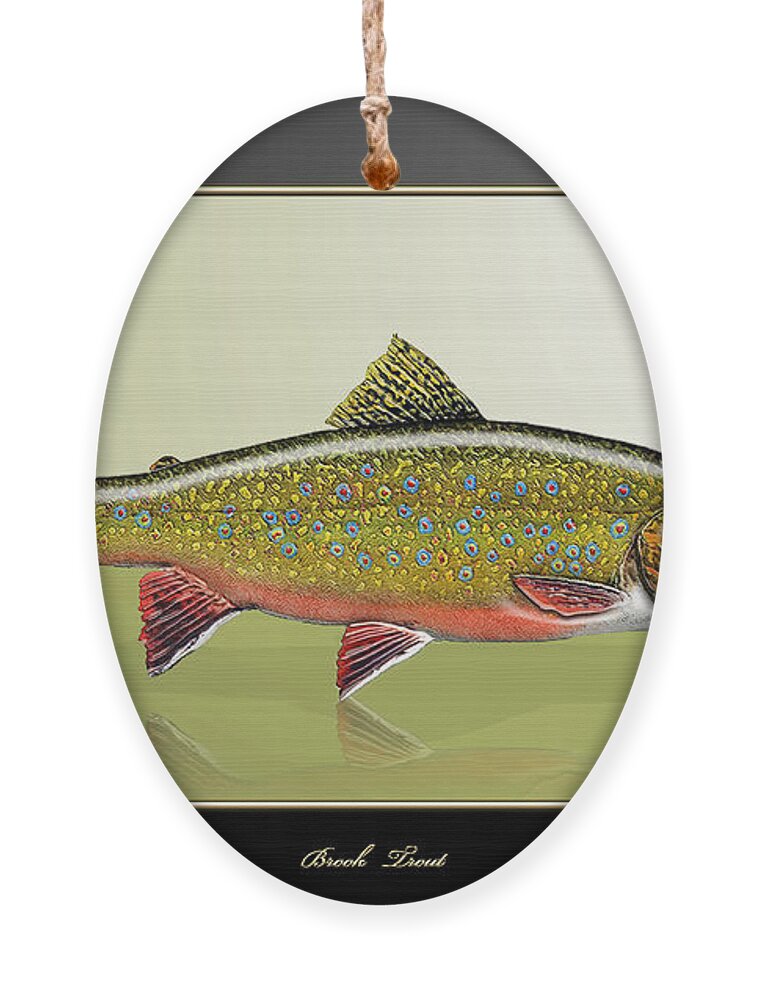 'fishing Corner' Collection By Serge Averbukh Ornament featuring the digital art Brook Trout by Serge Averbukh